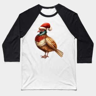 Vintage Christmas Pheasant Baseball T-Shirt